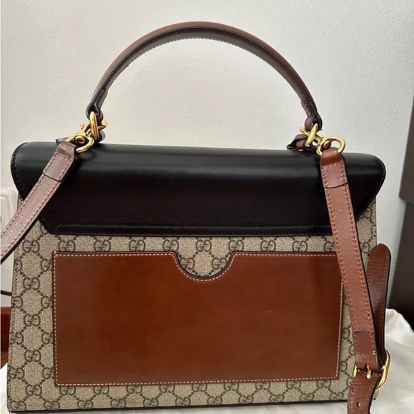 GG Supreme Monogram Calfskin Medium Padlock Shoulder Bag Beige Black Cuir - Picture 3 of 8